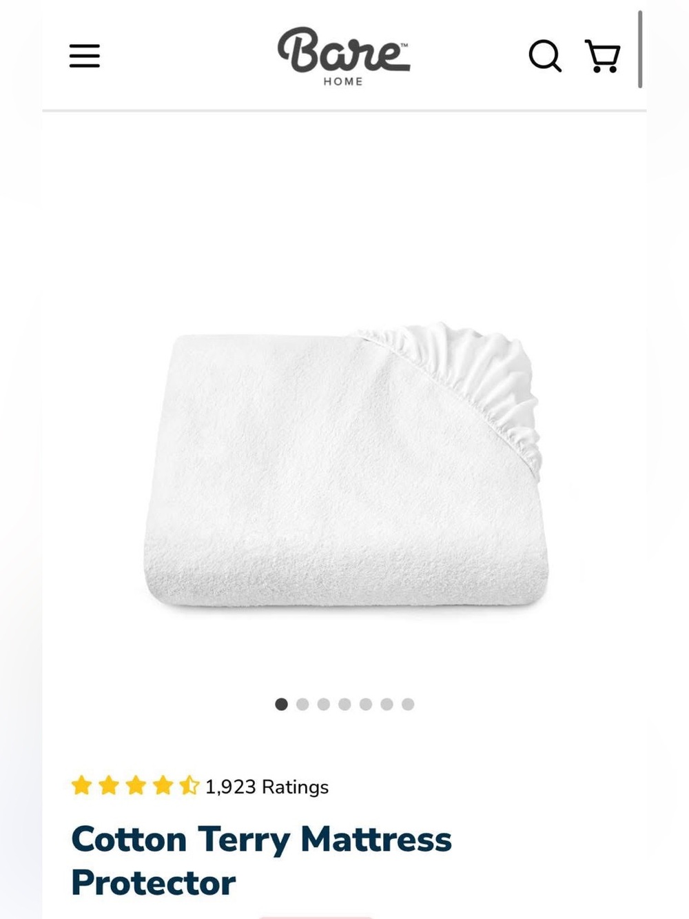 Home Cotton Terry Mattress Protector - White
